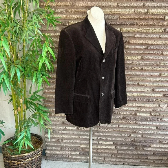 Benetton Brown Pinwale Corduroy 3 Button Blazer Sport Coat - Picture 2 of 7